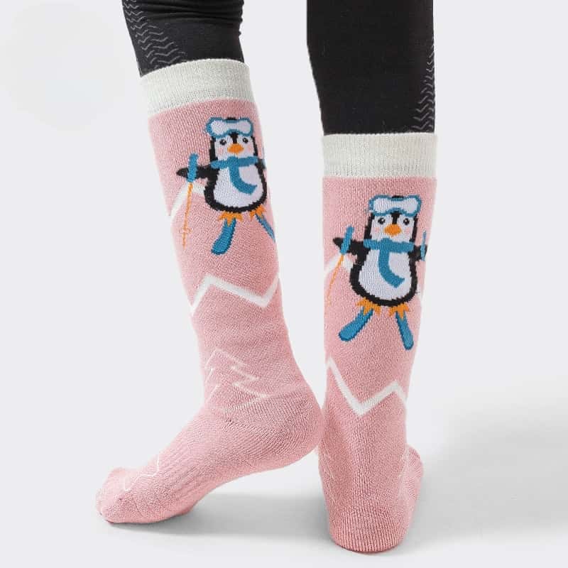 Kinder Skisocken aus Merinowolle Rosa