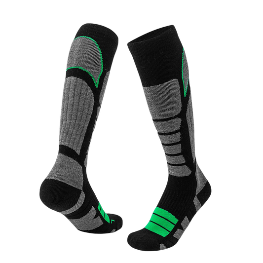 Gray and Green Unisex Merino wool Ski Socks