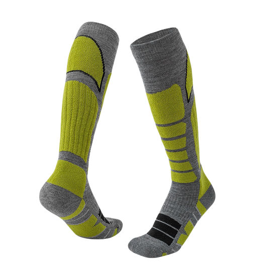Green Unisex Merino wool Ski Socks