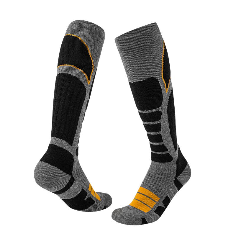 Gray and Orange Unisex Merino wool Ski Socks