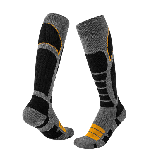 Gray and Orange Unisex Merino wool Ski Socks