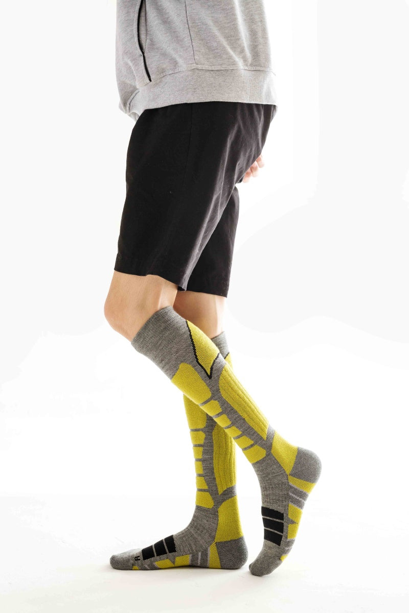 Green Unisex Merino wool Ski Socks