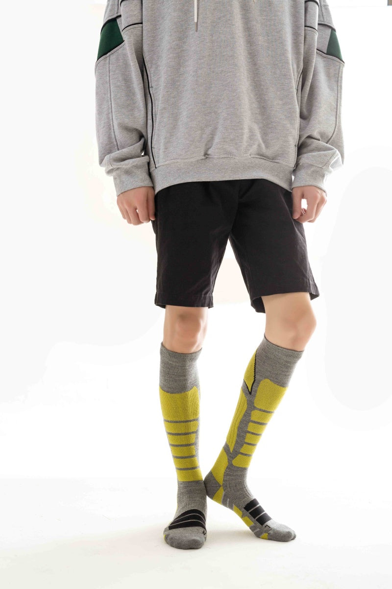 Green Unisex Merino wool Ski Socks