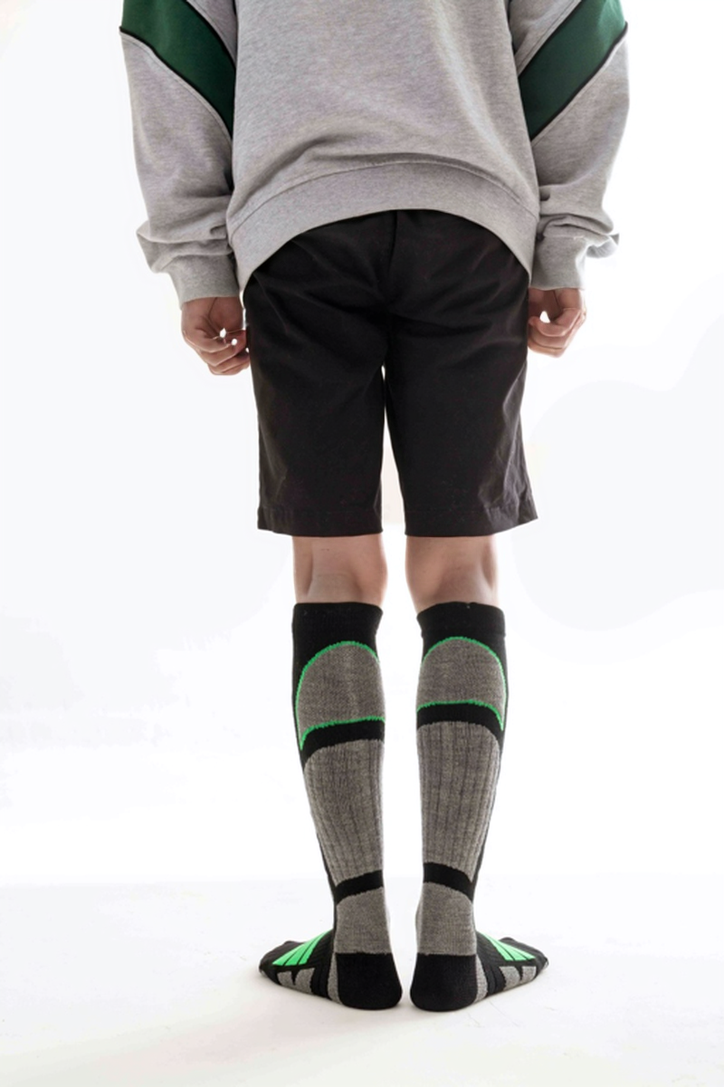 Gray and Green Unisex Merino wool Ski Socks