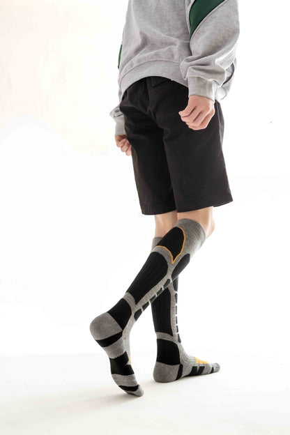 Gray and Orange Unisex Merino wool Ski Socks