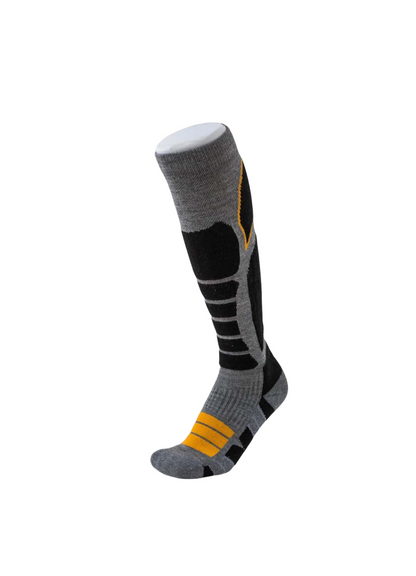 Gray and Orange Unisex Merino wool Ski Socks